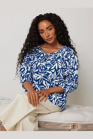M&Co Petite Long Sleeve Tie Neck Top
