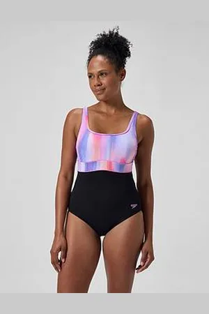 Speedo Womens Shaping Contoureclipse Printed 1 Piece - Black/Pink