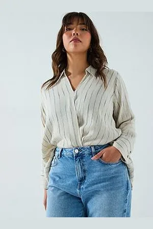 Very Stripe Linen Mix Wrap Blouse