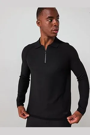 MANGO Performance Long Sleeve Zipped Knitted Polo Shirt