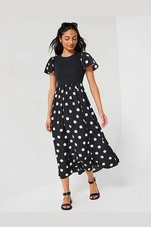 Very Polka Dot Woven Mix Midi Dress
