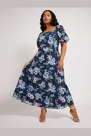 Yours Curve Floral Square Neck Dress