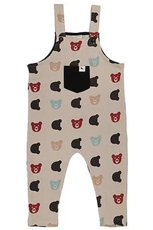 TURTLEDOVE Kids Rib Bear Dungarees - Stone