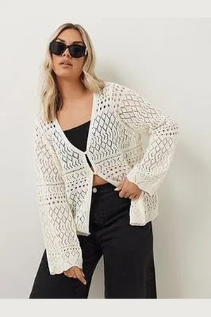 Yours Curve Button Thru Crochet Cardigan