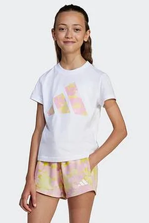 adidas Junior Girls Seasonal Essentials Flower T-Shirt Kids - White