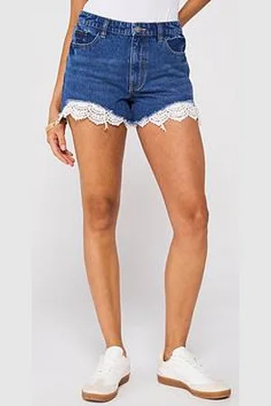 Very Crochet Hem Denim Shorts