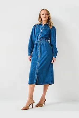 Very Boho Midi Denim Shirt Dress
