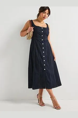 Very Button Through Fit & Flare Denim Dress