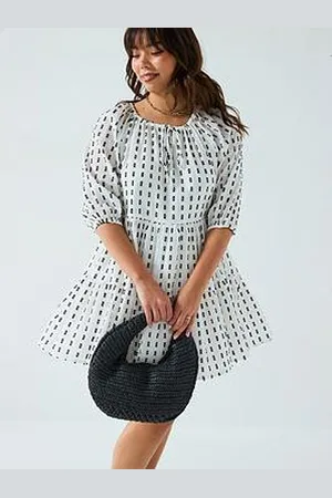 Very Textured Cotton Smock Mini Dress