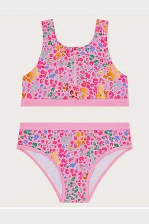 Monsoon Girls Leopard Print Sporty Bikini Set