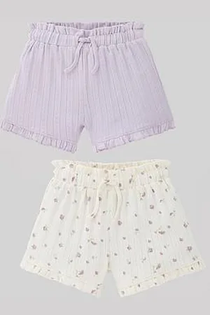 Very Girls 2 Pack Pointelle Floral Shorts