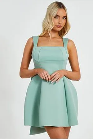 Quiz Sage Bow Skater Dress
