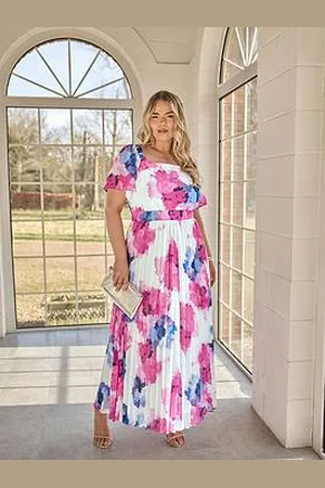 Yours Curve Square Neck Pleat Maxi Dress
