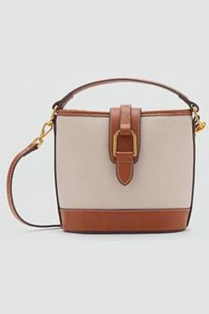 MANGO Contrasting Canvas Bucket Bag