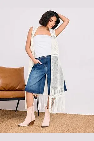 PixieGirl Petite Crochet Longline Waistcoat