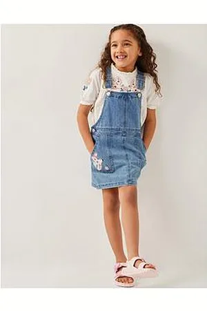 Monsoon Girls Denim Dungaree Pinafore Dress