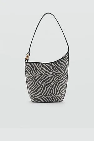 MANGO Large Zebra Print Bucket Bag