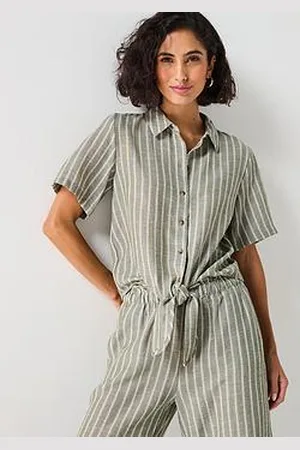 JDY Knot Detail Short Sleeve Stripe Shirt