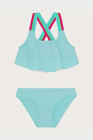 Monsoon Girls Cross Strap Frilly Bikini Set