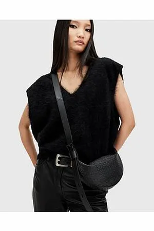 AllSaints Half Moon Snake Effect Leather Bag