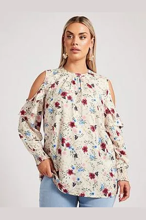 Yours Curve Floral Cold Shoulder Blouse