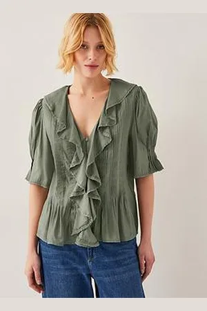 Monsoon Celeste Frill Top - Khaki