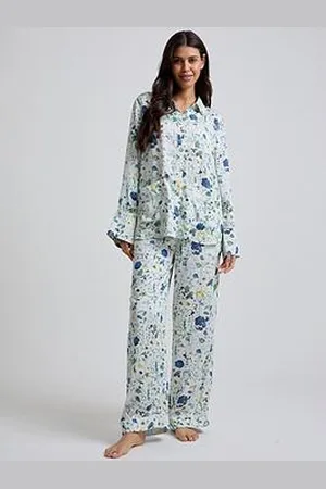 Lily & Lionel Evie Floral Print Long Pyjama Set - Cream