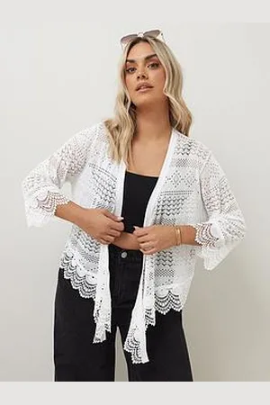 Yours Curve Waterfall Lace Trim Cardigan