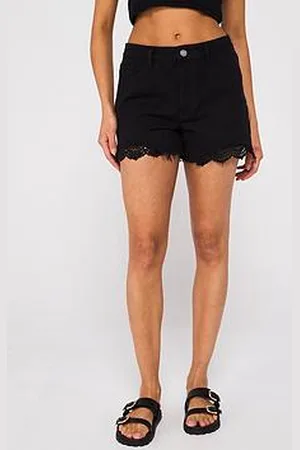 Very Crochet Hem Denim Shorts