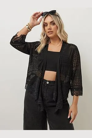 Yours Curve Waterfall Lace Trim Cardigan