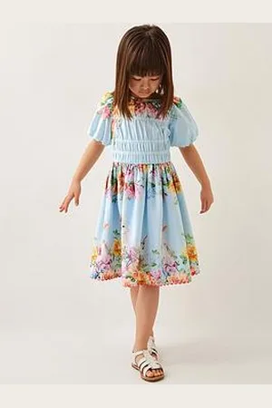 Monsoon Girls Floral Bunny Short Sleeve Dress