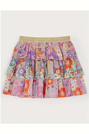 Monsoon Girls Floral Print Tiered Skirt