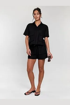 South Beach Linen Blend Short Sleeve Utility Shirt