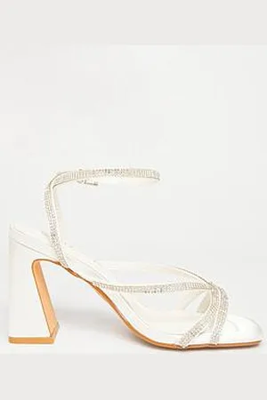 Quiz Bridal Wide Fit Diamante Block Heels