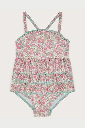 Monsoon Baby Girls Ditsy Floral Frilly Swimsuit