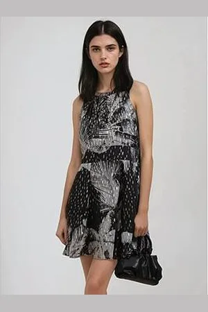 Religion Palm Mini Dress In Metallic Print