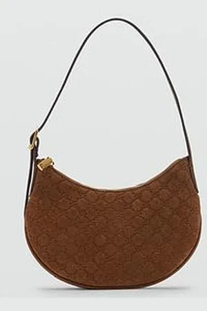 MANGO Suede Shoulder Bag With Logo Print