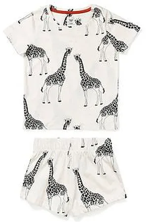 Chelsea Peers Unisex Kids Giraffe Print Short Pyjama Set - Cream
