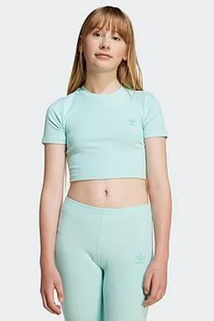 adidas Junior Girls Ribbed Crop T-Shirt