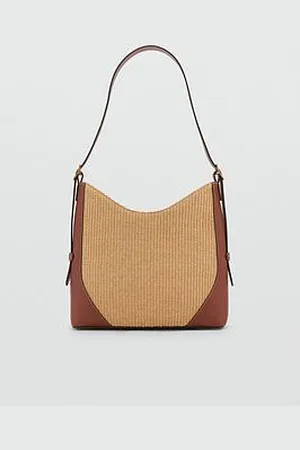 MANGO Raffia-Effect Shoulder Bag