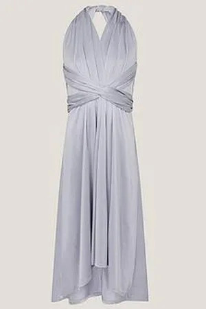 Monsoon Girls Tia Twist Front Prom Dress - Pale Blue