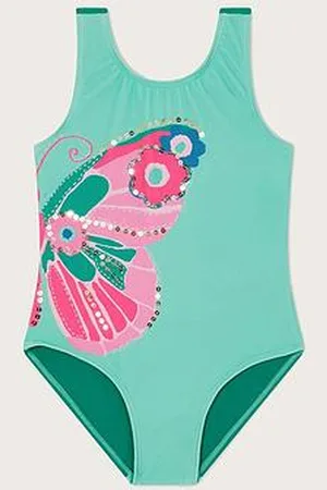 Monsoon Girls Embellished Butterfly Swimsuit - Aqua