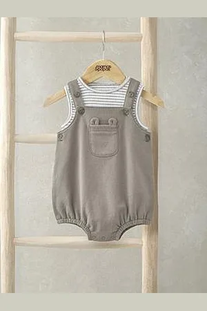 Mamas & Papas Baby Unisex 2 Piece Striped Bodysuit & Dungaree