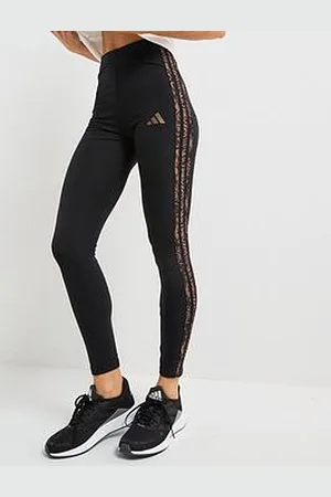 adidas Womens Rc Essentials Animal-Print Leggings - Black