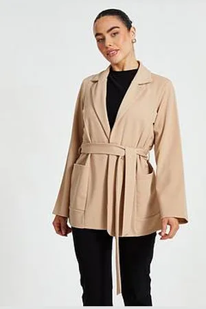Quiz Petite Stone Tie Waist Blazer