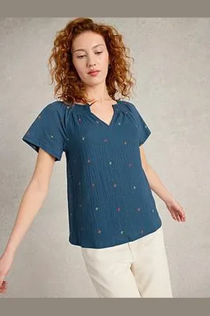 White Stuff Luella Notch Neck Emb Top