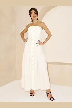 Michelle Keegan Textured Bandeau Dress - /White