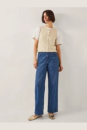 Monsoon Niki Knit Button Tank Top - Oat