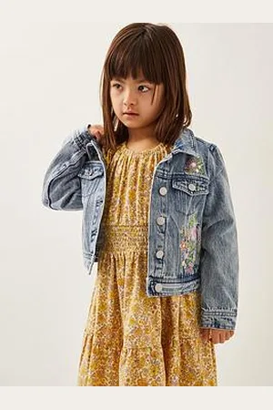 Monsoon Girls Sequin Floral Embroidered Denim Jacket