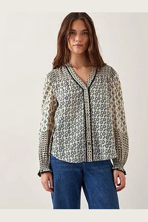 Monsoon Jemmie Geo Print Top - Ivory